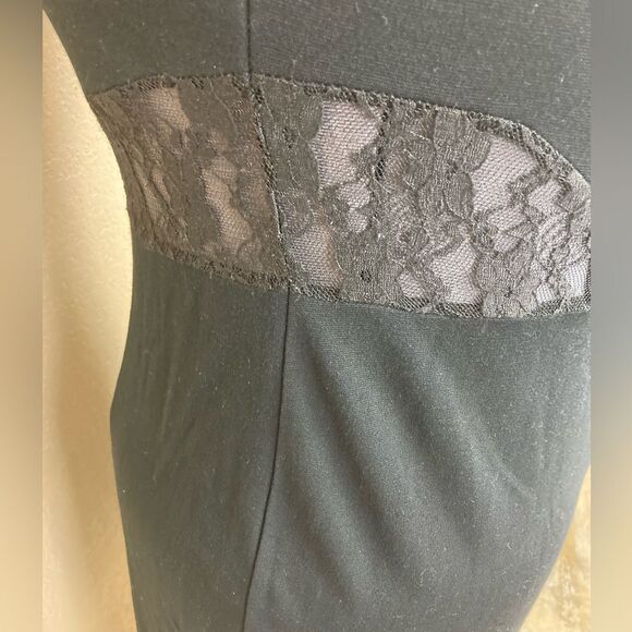 Ashley Stewart body con black lace panels  Bodycon curve hugging LBD stretchy - Picture 5 of 8